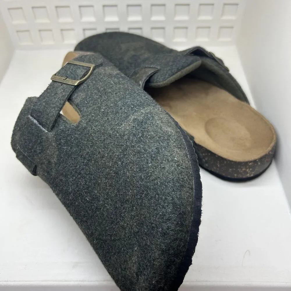 Camo Clog Shoes Mens Size‎ 11 Gray Buckle Cork Footbed Slip On Slippers Comfort
